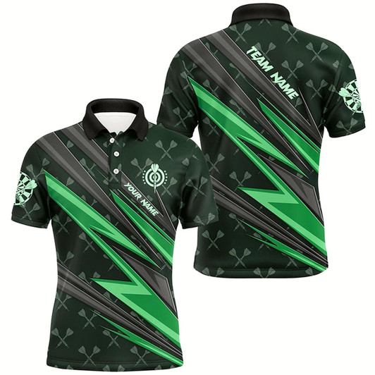 Goofygearprints Personalized Green Dart Jerseys Men Dart Polo & Quarter Zip Shirt Custom Team League Dart Shirt