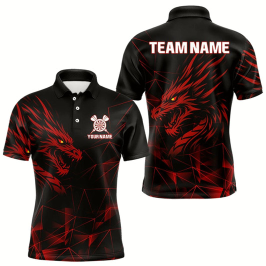 Goofygearprints Custom Black And Dragon Dart Team Men Polo Shirts, Dragon Team Dart Jerseys Style 2