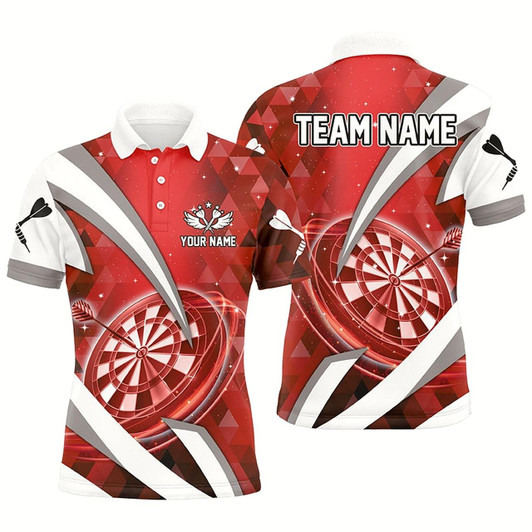 Goofygearprints Personalized Red Jerseys Darts Board 3D Men Darts Polo Shirts Custom Team League Darts Shirts