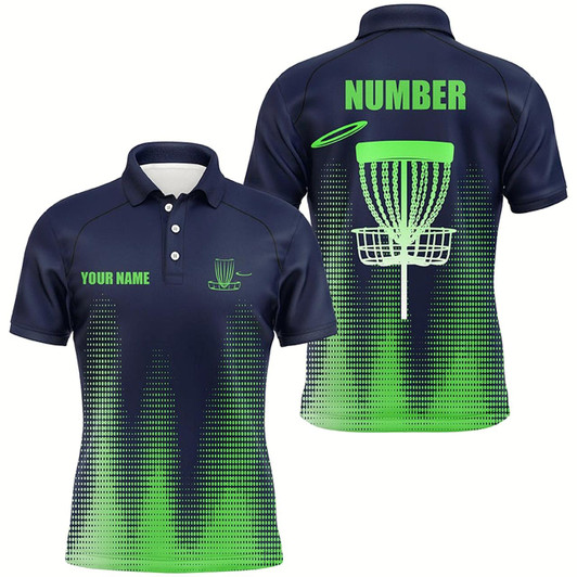 Goofygearprints Green Gradient Mens Disc Golf Polo Shirts Custom Team Disc Golf Jerseys, Disc Golf Clothes