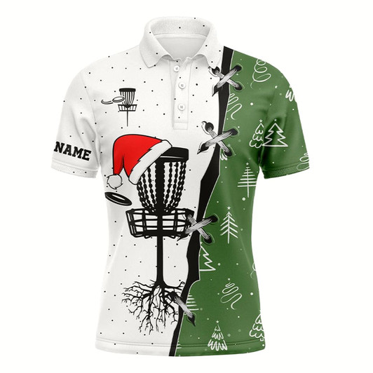 Goofygearprints Mens Disc Golf Polo Shirt Christmas Pattern Disc Golf Hole Custom Christmas Disc Golf Team Shirt Style 2