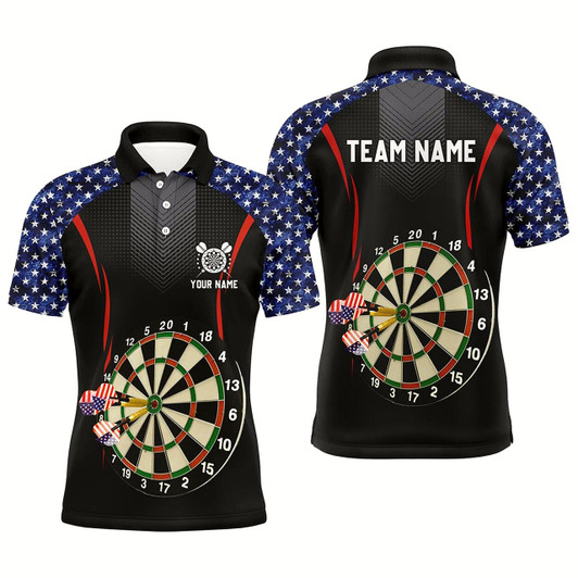 Goofygearprints American Flag Darts Men Polo Shirt With Name Patriotic Darts Shirt For Men Dart Jersey