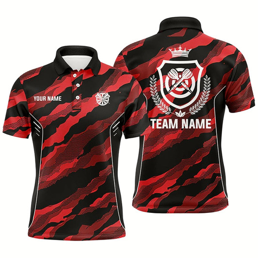 Goofygearprints Red Camo Darts Men Polo Shirt Custom Camouflage Darts Shirt For Men Darts Team Jersey Style 2