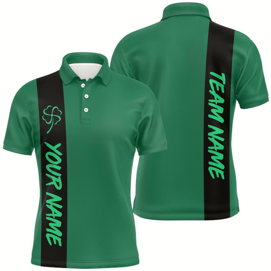 Goofygearprints Black And Green Retro Lucky Mens Polo Bowling Shirts Custom St Patrick Day Team League Bowling Jerseys Style 1