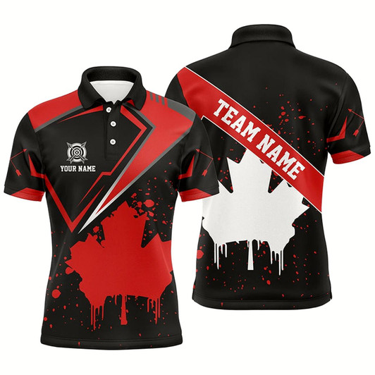 Goofygearprints Personalized Archery Canada Leaf Vintage Style Men Polo Shirts Custom Canada Archery Shirts Style 1