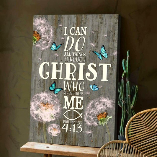 Philippians 4:13 I Can Do All Things Through Christ With Dandelion Wall Art Canvas Bible Verse Canvas Inspirational