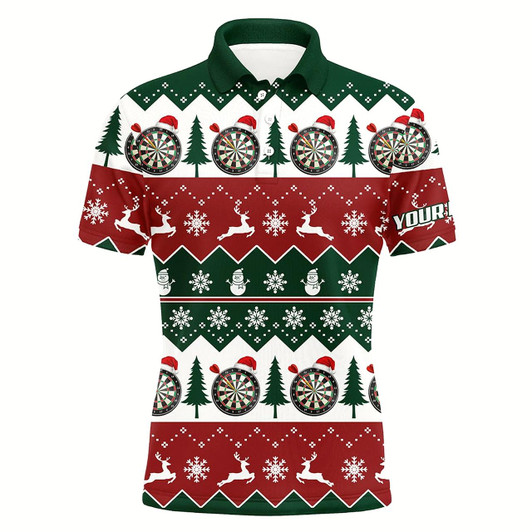 Goofygearprints Christmas Tree Snowflakes Men Darts Polo Shirt Custom Christmas Darts Shirt For Men