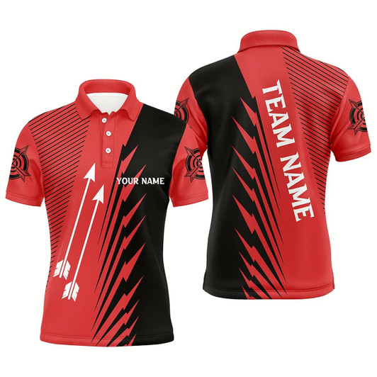Goofygearprints Personalized Custom Red Black Archery Arrows Polo Shirts For Men Name Archery Jerseys Shirts Style 2