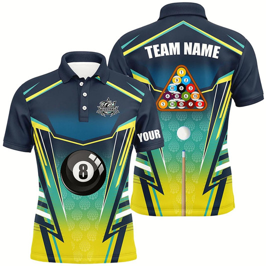 Goofygearprints 8 Ball Pool Billiard Jerseys Custom Polo Shirts For Men, 8 Ball Billiards Apparel Clothing Style 2