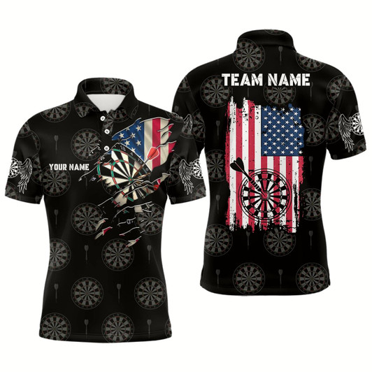 Goofygearprints Personalized American Flag Mens Darts Polo Shirt Retro Patriotic Dart Jersey For Men