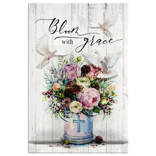 Bloom With Grace Dove Floral Canvas Wall Art Christian Bible Verse Prints Uplifting And Peaceful Wall Decor For Faith