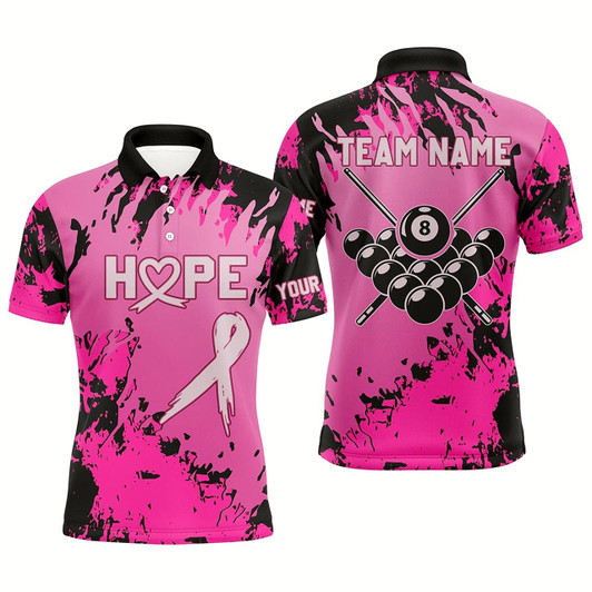Goofygearprints Personalized Breast Cancer Awareness Pink Camo Billiard Men Polo Shirts Custom Billiard Jerseys Style 1