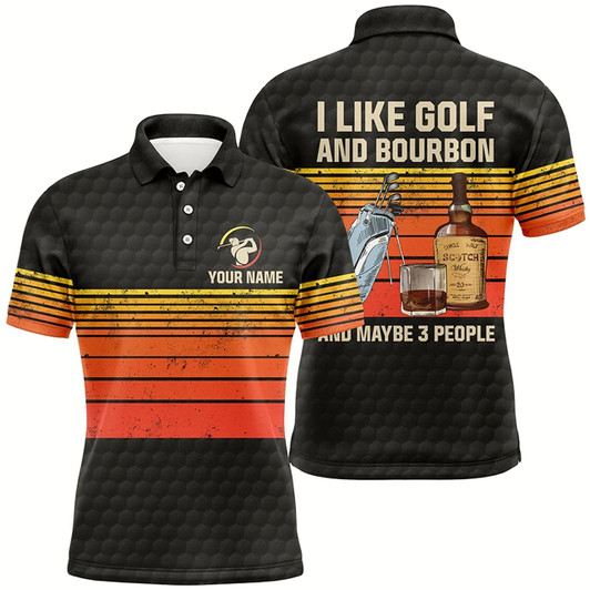 Goofygearprints Men Golf Polo Upf Shirts Custom I Like Golf And Bourbon And Maybe 3 People Vintage Golf Outfit Men Style 2