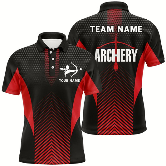 Goofygearprints Personalized Red Black Bows Archery Polo Shirts For Men, Archery Team Shirts Custom Archery Jerseys Style 1