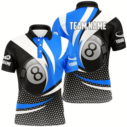 Goofygearprints Personalized 8 Ball Billiard Blue Version 3D Polo Shirts For Men Best Custom Gifts For Pooler