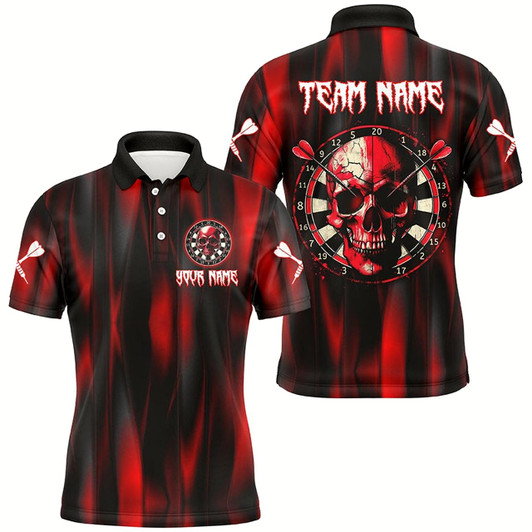 Goofygearprints Personalized Red Skull Darts Board Men Darts Polo Shirts Custom Team League Darts Jerseys Uniform Style 2