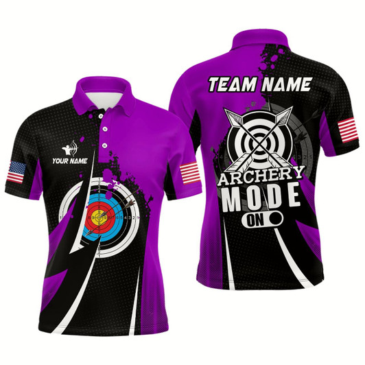 Goofygearprints Personalized Purple Jerseys Archery Mode On Polo Shirts For Men Custom Archery Jerseys Team Shirts