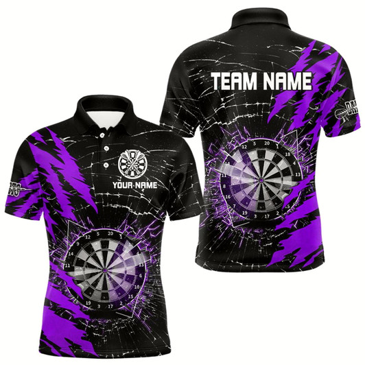 Goofygearprints Black And Purple Darts Board Break Glass Custom Dart Shirts For Men, Darts Team Shirts Dart Jerseys Style 2