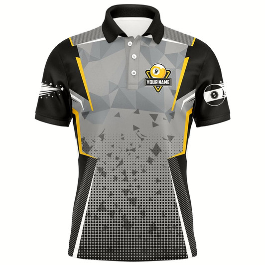 Goofygearprints Personalized 9 Ball Pool Billiard Polo Shirts For Men, Custom Billiard 9 Ball Pool Team Shirts