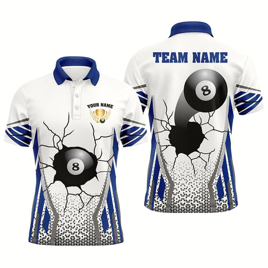 Goofygearprints Personalized 8 Ball Broke Wall Billiard Polo Shirts For Men, Custom Funny Billiards Shirts Style 1