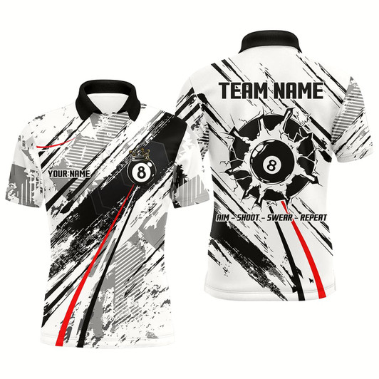 Goofygearprints Personalized 8 Ball Billiards Shirts For Men, 8 Ball Pool Jerseys Custom Mens Billiard Shirts Style 2