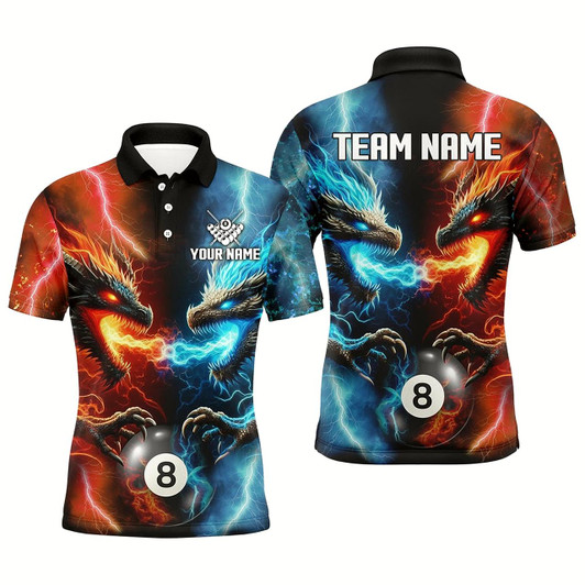 Goofygearprints Orange And Blue Billiards 8 Ball Custom Dragon Pool Shirts For Men Best Billiard Team Shirts Jersey Style 1