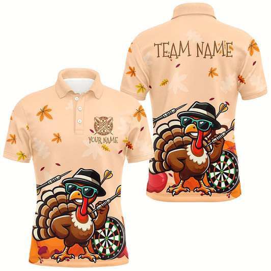 Goofygearprints Orange Funny Turkey Autumn Men Darts Shirts Custom Thanksgiving Shirt Gift For Darts Lover Style 2