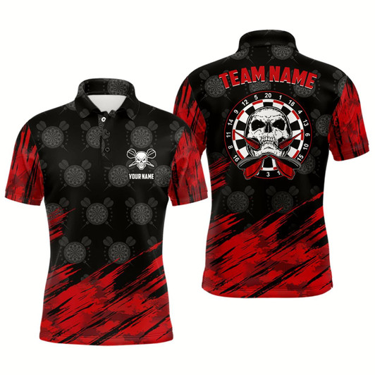 Goofygearprints Personalized All Over Print Mens Skull Darts Polo Shirt Red Black Dart Jerseys For Men Style 1