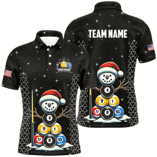 Goofygearprints Custom Galaxy Funny Snow Billiard Balls Christmas Pool Shirts For Men, Xmas Billiard Shirts Jerseys