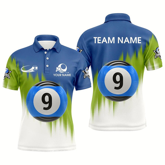 Goofygearprints Personalized 9 Ball Pool Player Billiard Polo Shirts For Men, Custom Billiards Jerseys
