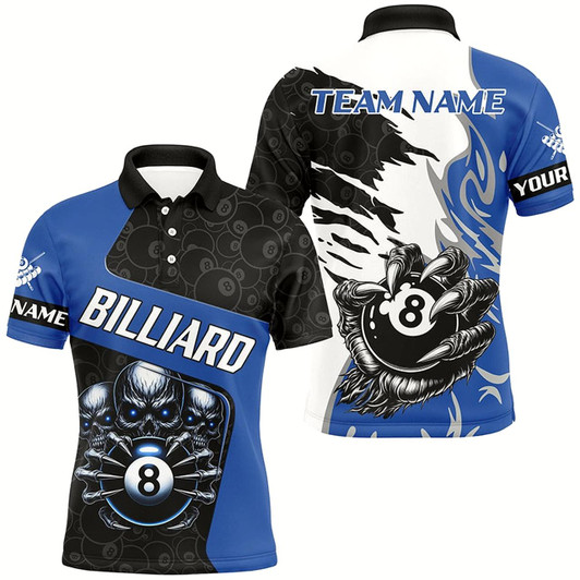 Goofygearprints Personalized Skull Sharp Claws Billiard Shirts For Men Custom 8 Ball Pool Team Jerseys Shirts Style 1