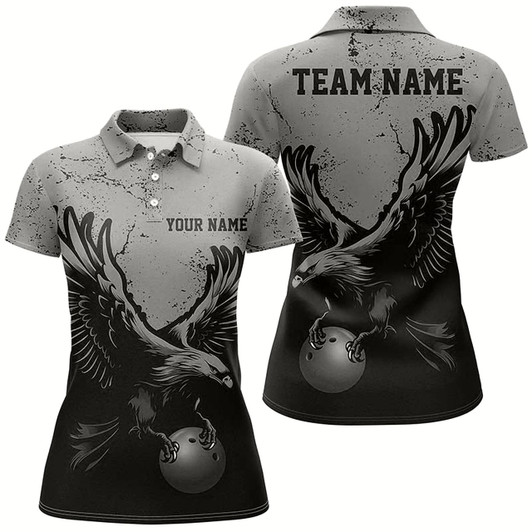Goofygearprints Custom Gray Eagle Men Bowling Team Shirts Grunge Vintage Bowling Team Jerseys Outfits