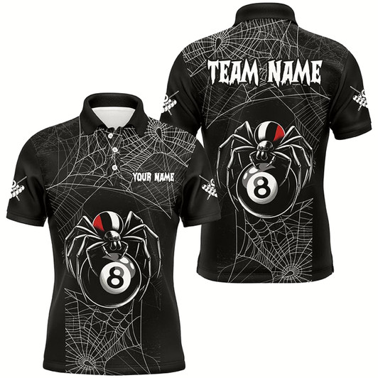 Goofygearprints Funny Spider Web 8 Ball Pool Black Billiard Shirts For Men Custom Spider Billiard Halloween Shirts Style 1