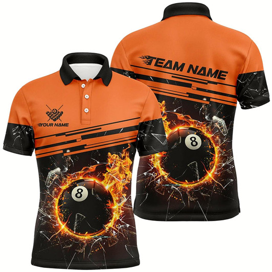 Goofygearprints Orange Funny 8 Ball Pool Fire Break Glass Custom Men Billiard Shirt 3D Printed Billiard Team Jersey Style 2