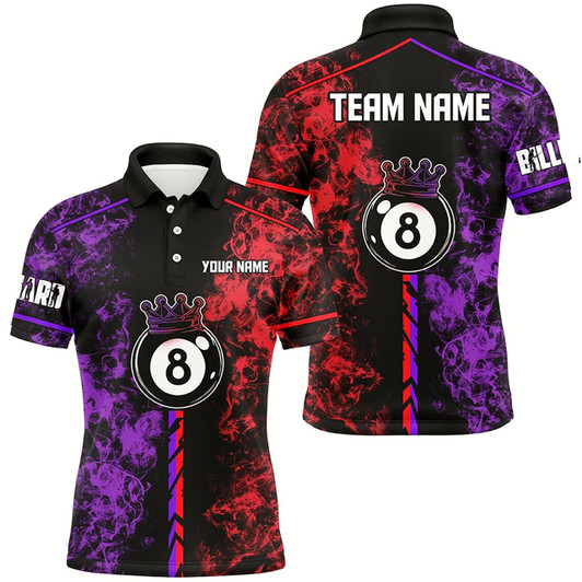 Goofygearprints Personalized Color Smoke 8 Ball Billiards Shirts For Men Custom 8 Ball Pool Team Shirts Style 3