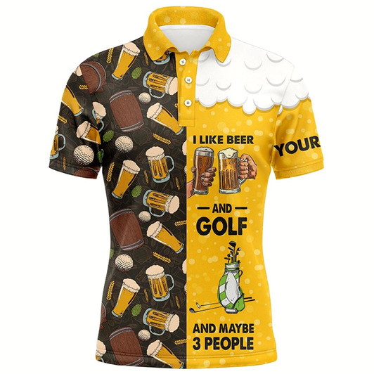 Goofygearprints Funny Golf Beer Pattern Shirts Custom Mens Golf Shirt I Like Beer And Golf And Maybe 3 People Style 1