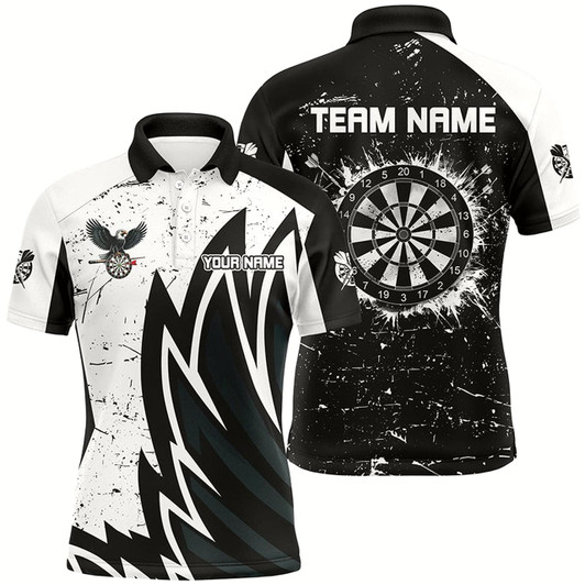 Goofygearprints Custom Grunge Black White Dartboard Men Darts Shirts Custom Unique Darts Team Jerseys