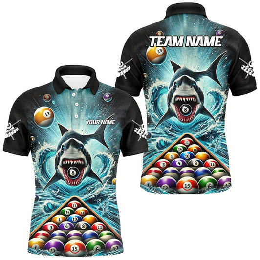 Goofygearprints Personalized Pool Ball And Shark Billiard Shirts For Men Custom Unique Team League Billiard Jerseys