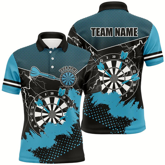 Goofygearprints Personalized Blue Grunge Lightning Dart Shirts For Men Custom Dart Jerseys Team Uniform