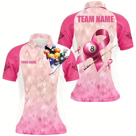 Goofygearprints Custom Breast Cancer Pink Ribbon Billiard Shirts For Men, Breast Cancer Awareness Billiard Jerseys