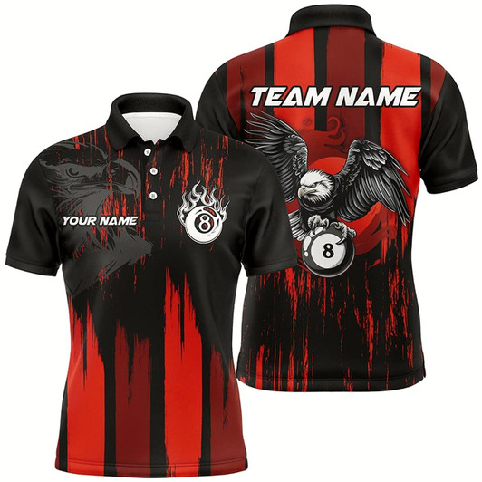 Goofygearprints Personalized Eagle Billiards Shirts For Men Custom 8 Ball Pool Jerseys Mens Billiards Shirts