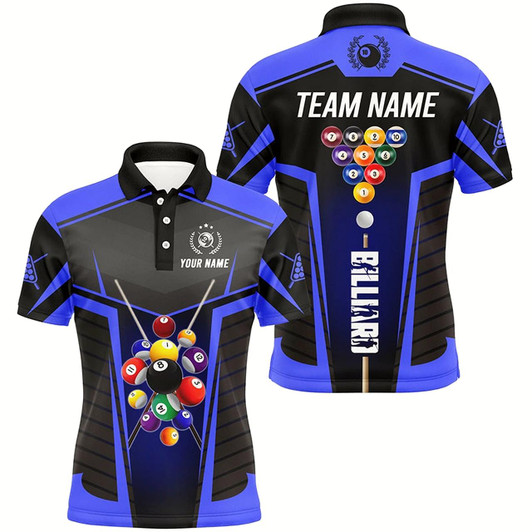 Goofygearprints Personalized Blue Jersey 10 Ball Billiard Shirt For Men Custom 3D Billiard Balls Pool League Shirts
