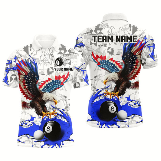 Goofygearprints American Flag Eagle 8 Ball Pool Paint Splash Custom Billiard Shirts For Men, Billiard Jerseys