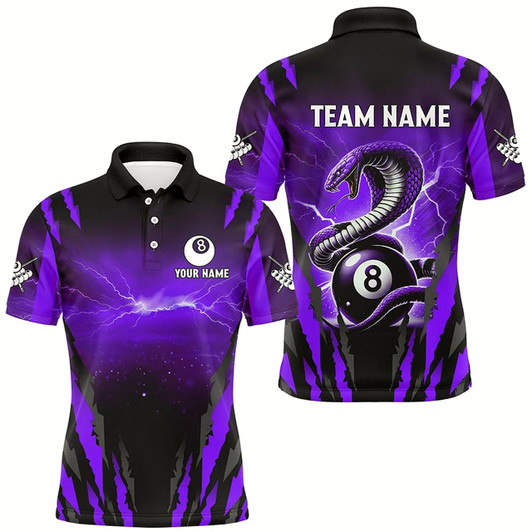 Goofygearprints Personalized Thunder Lightning Cobra Snake Men Billiard Shirt, 8 Ball Billiard Team Jerseys