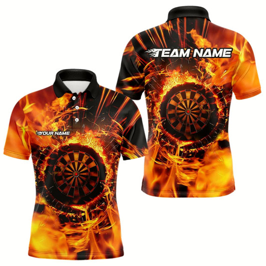 Goofygearprints Orange Swirling Flame Dart Shirt For Men Custom Dart Jersey Pocket Option