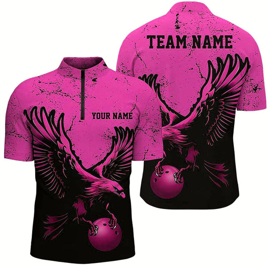 Goofygearprints Custom Pink Eagle Men Bowling Team Shirts Grunge Vintage Bowling Team Jerseys Outfits Style 1