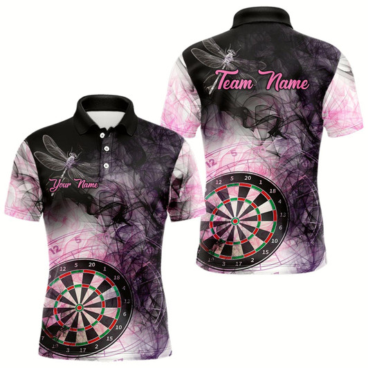 Goofygearprints Pink Black Smoke Dart Shirt With Pocket Option For Men Custom Dart Jerseys