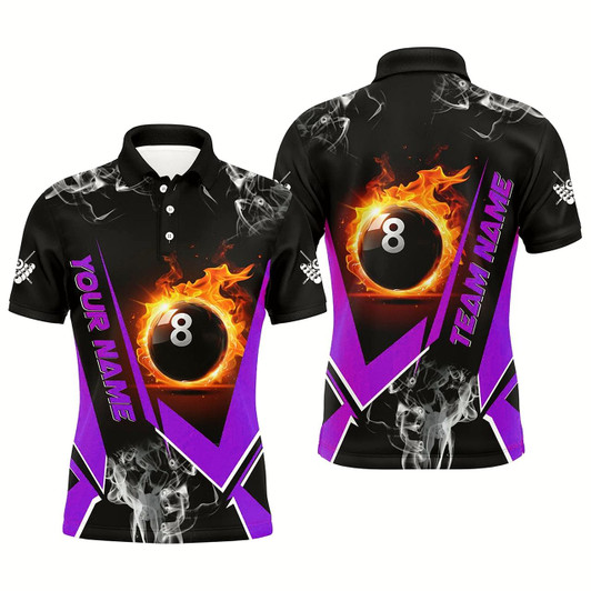 Goofygearprints Purple Billiard Jersey Flame 8 Ball Pool Custom Billiard Shirts For Men Team League Billiard Uniform Style 1