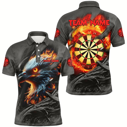 Goofygearprints Personalized Darts Eagle Fire Flame Custom Darts Shirts Shirts For Men, Darts League Team Jerseys
