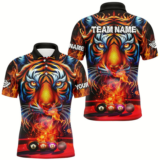 Goofygearprints Personalized Billiard Balls Fire Tiger 3D Printed Men Billiard Shirts, Unique Team Billiard Jerseys Style 3